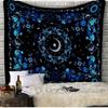 Dark Blue Mandala Butterfly Tapestry Wall Hanging Purple Moon Phases Neon Celestial Aesthetic Wall Art Bedroom Dorm Decor