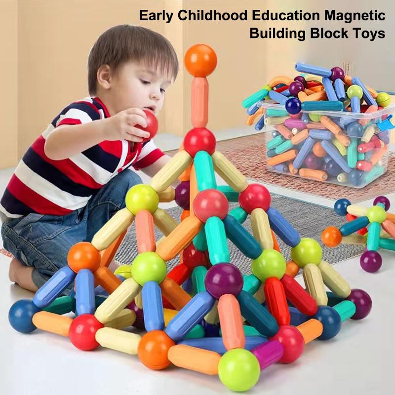 Assembled Magnetic Building Blocks Cube Set Early Education Toys Brain Development Puzzle For Baby Creative Magnetic Rod Toy