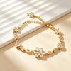 1 Elegant Six-petal Flower Zircon Vine Adjustable Bracelet for Women, Exquisite Jewelry Shiny and Fresh Design Suitable for Daily Commuting, Beach