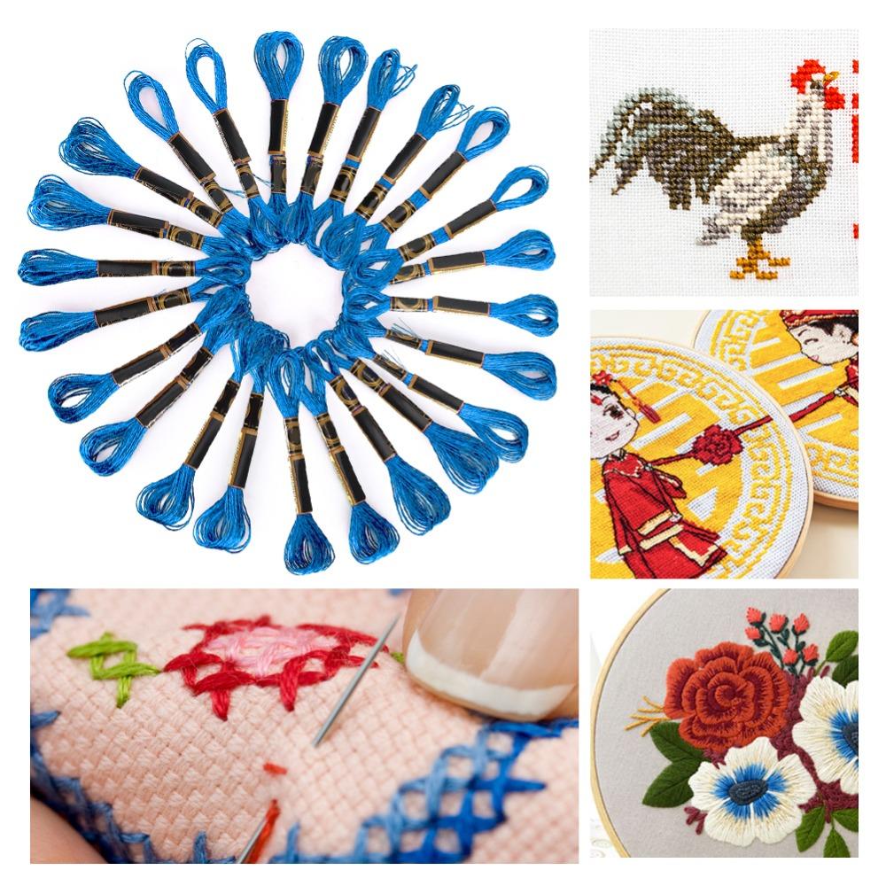 24Pcs Metallic Finish Embroidery Floss Polyester Embroidery Thread For DIY Creation