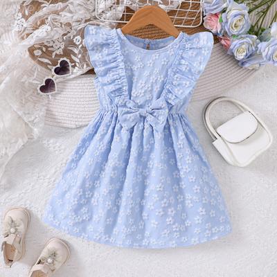Children's Clothing 2-7Y New Girls Spring and Summer Models Bow Dresses Children's Dresses Baby Dresses
