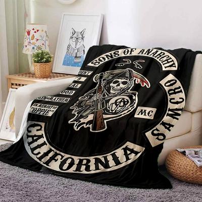 1 szt. Sons of Anarchy MC Miękki Ciepły Koc Rzutowy Koc do Drzemki Na Kanapę Sofa Biuro Łóżko Kemping Podróż, Wygodny