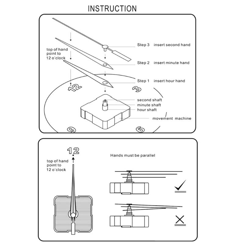Leise Uhrwerk-Kits Batteriebetriebenes Quarz-Uhrwerk mit Metall-Uhrzeigern für Wanduhr-Reparaturteile