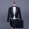 Men's Black and White Rhinestone Tailcoat for Magician, Singer, or Conductor - Formal Performance Wear