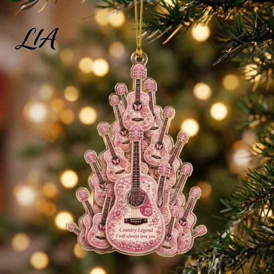 Western Theme Car Rearview Mirror Pendant Guitar Hanging Ornament, 2D Flat Acrylic Pendant, or Country Music Theme, Christmas Tree Decor Cowboy