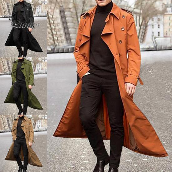 Para Hombre Juventud Chic Con Solapa Correa Suelto Pecho Doble Gabardina Abrigo Chaqueta Abrigo 0614