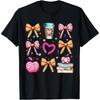 Retro Teacher Valentine Heart Coquette Teacher Bow Pencil Cotton Men T Shirt