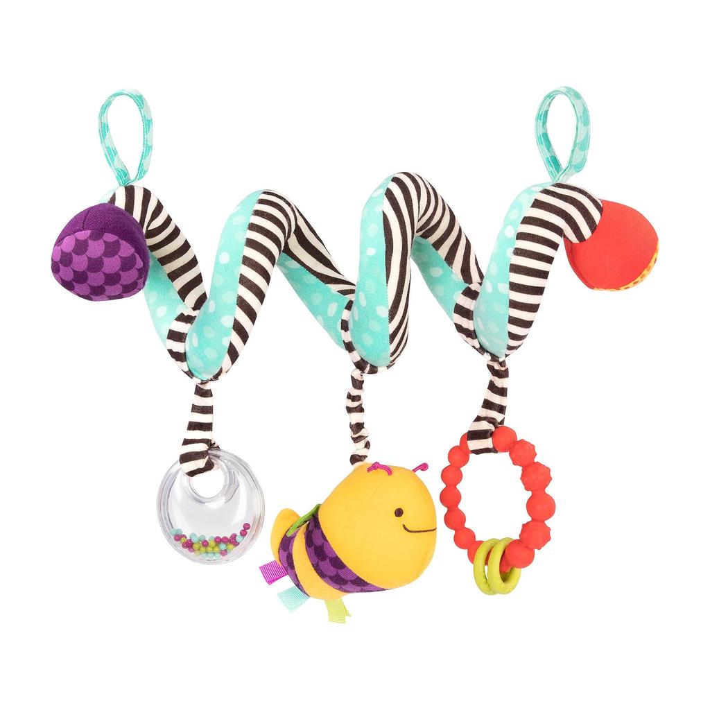 B. Toys Baby Stroller Mobile with Bee Plush Toy, Bead Rattle, Squeeze Toy, for Strollers (Ages 0+), Authentic Product