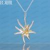 925 Sterling Silver Starfish Pendant Necklace Fashionable Wedding Jewelry
