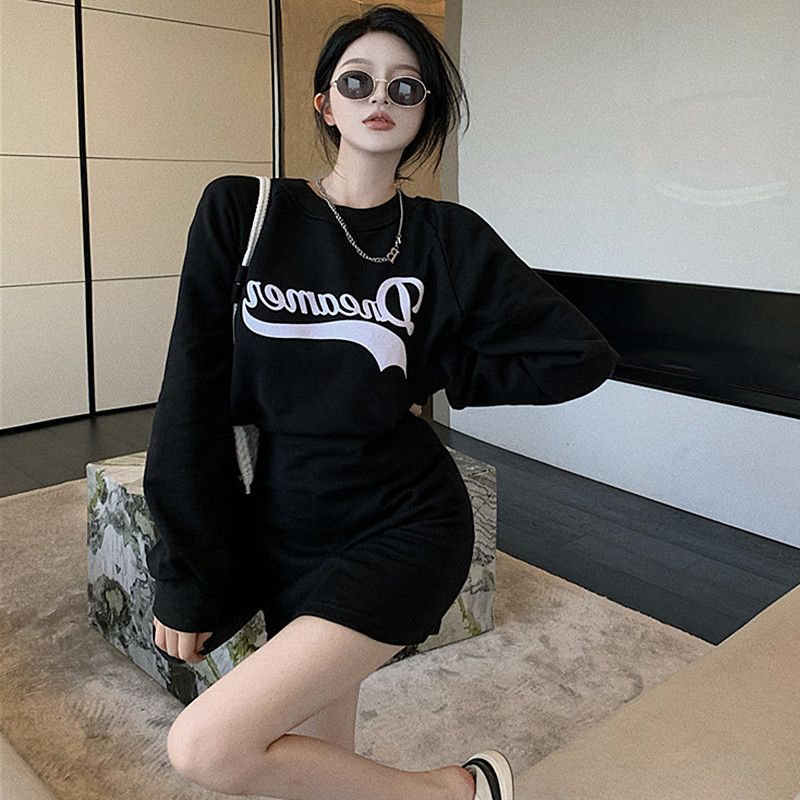 

Осень и Зима Похудение Приталенный Пояс Открытая Спина Сексуальная Толстовка Черное Платье Black S (35.00 kg-40.00 kg