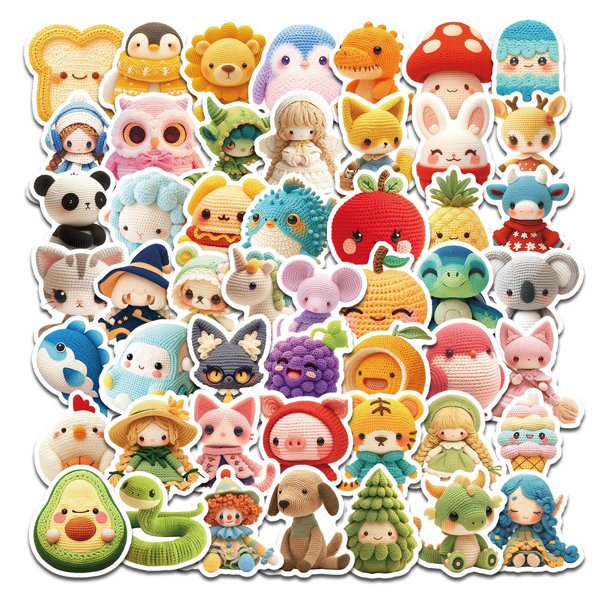 

50 Crochet Doll Graffiti Stickers Parent-Child Interaction Reward Wool Doll Sticker Decorative Suitcase Pen