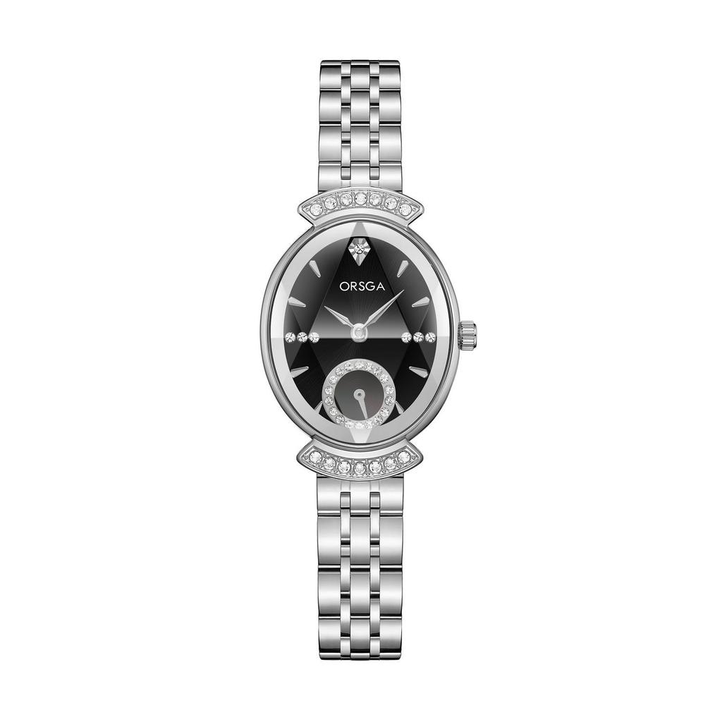 ORSGA Women's Oval Diamond-set Fashion Watch with Prismatic Mirror and Quartz Movement