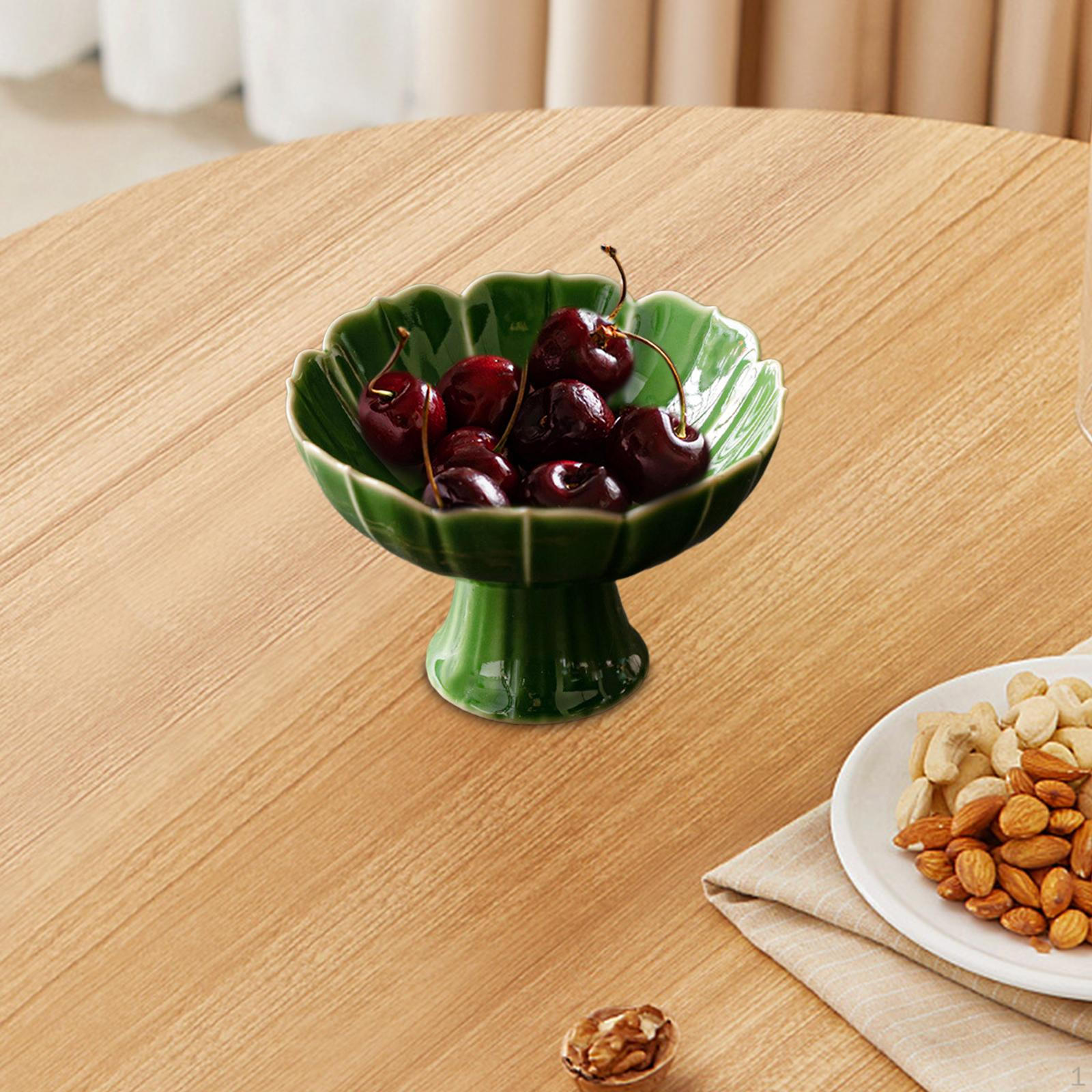 

Керамическая миска на ножке, декоративная для кухонной стойки, тарелка для закусок, поднос для фруктов, десерт, сервировка торта зелёный