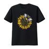 Bumblebee Sonnenblume T-Shirt für Damen Frühling Zeit Bienen retten Honigbiene Lässig Tops Schwarz X-Large Vintage Gewaschen Mann