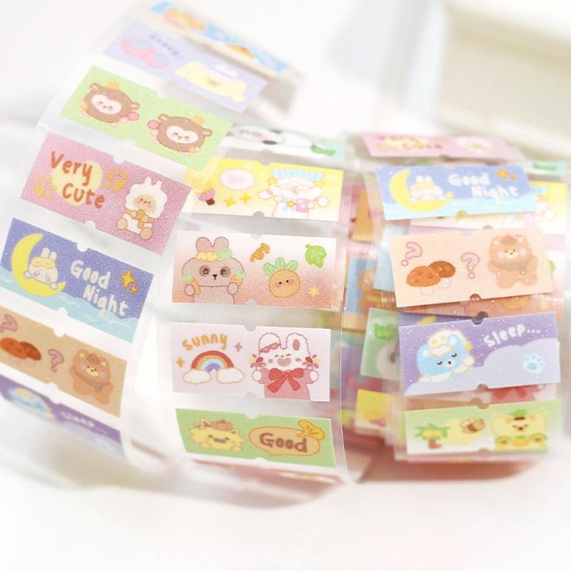 Scrapbooking Decorative Tape Glittering Cutout Cartoon Tape For Scrapbooking Journal Water Bottle Phone Case Wrapping