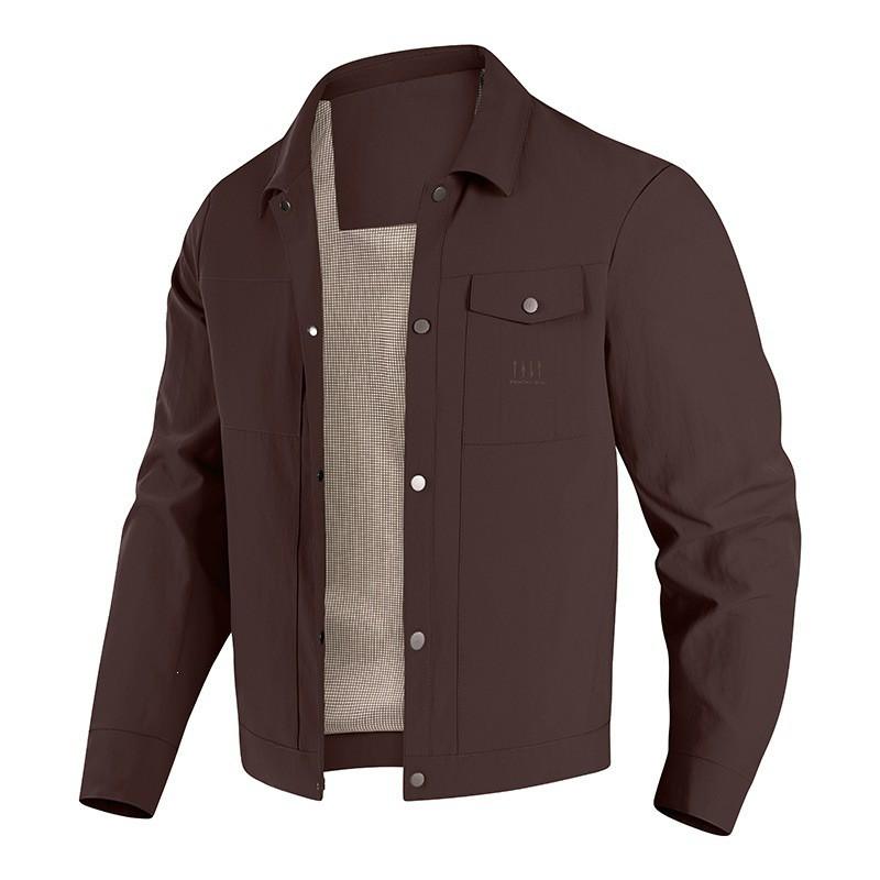Mens 2026 Corduroy Workwear Jacket With Notched Collar Slim Fit Casual Outerwear In Khaki Red Navy