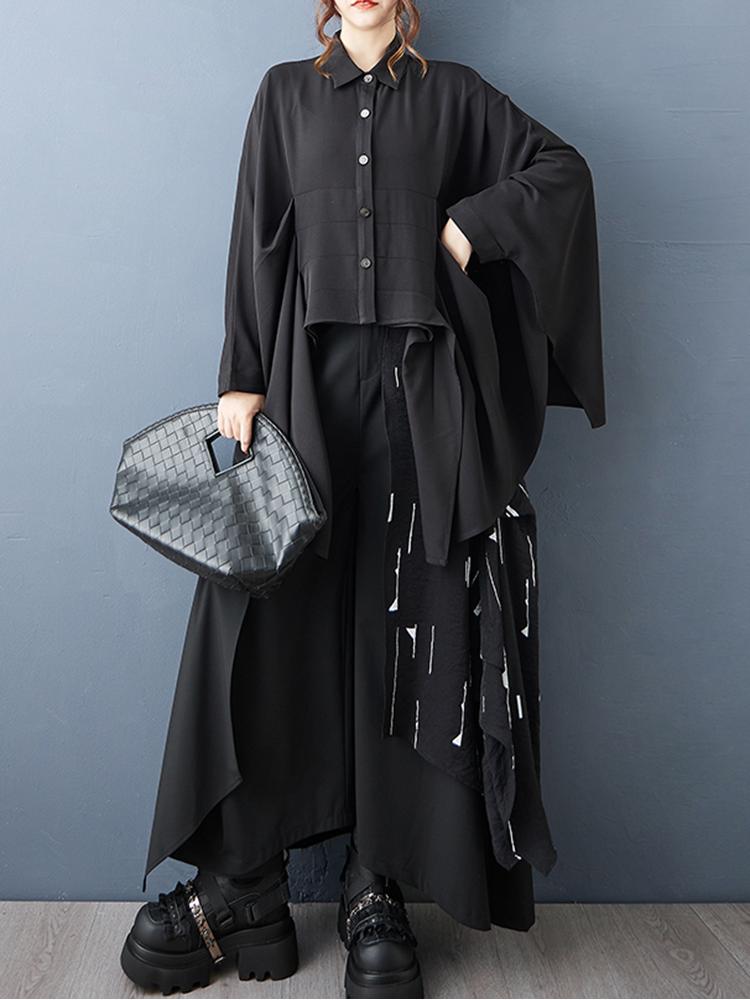 Xitao Irregular Loose Black Female Blouse GJ1244