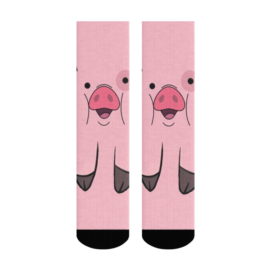 1 Pair  New Unisex Socks Adorable Pig Face Cartoon Prints Fun Design Casual Street Style Fashion Long Stocking