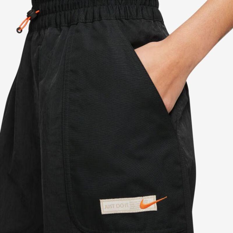 Nike Logo Print Lace-Up Casual Shorts Women Bottoms Black FN0652-010