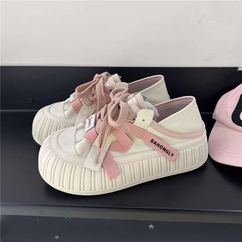 Korean version of autumn little white shoes women's new comfortable biscuits platform bread women's shoes casual versatile big head shoes trendy brand