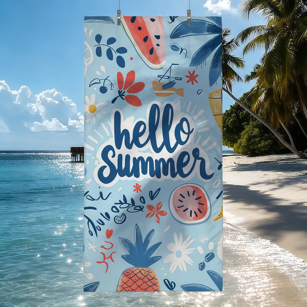 Hello Summer Watermelon-Print Towel Quick Drying Beach Towels Are Suitable For Swimming Pools Camping Yoga And The Gym