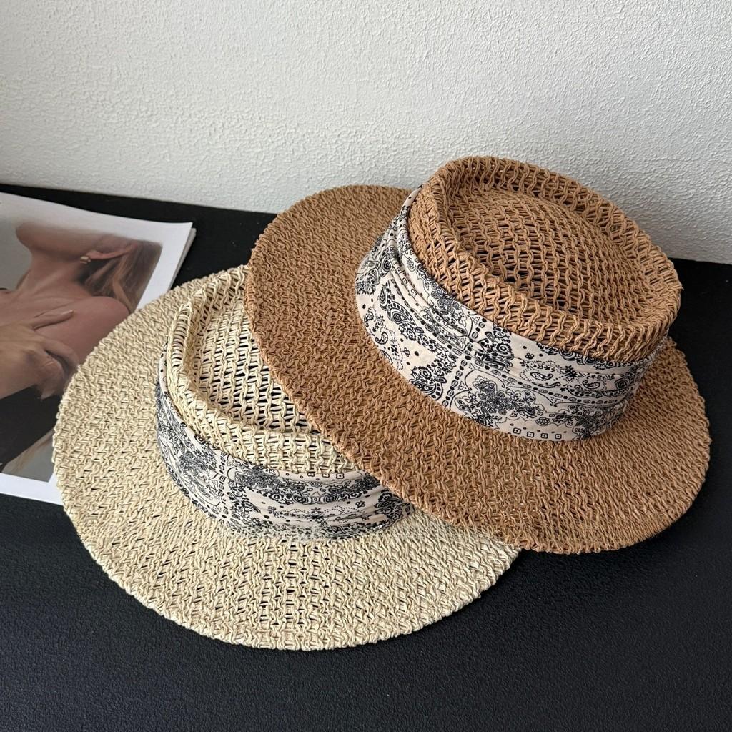 Boho Straw Sun Hat With Wide Brim For Beach And Outdoor Sun Protection