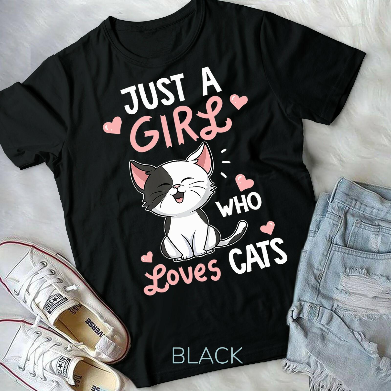 Just A Girl Who Loves Cats Tshirt Cute Cat Lover Gifts Unisex Form T-shirt XXXL