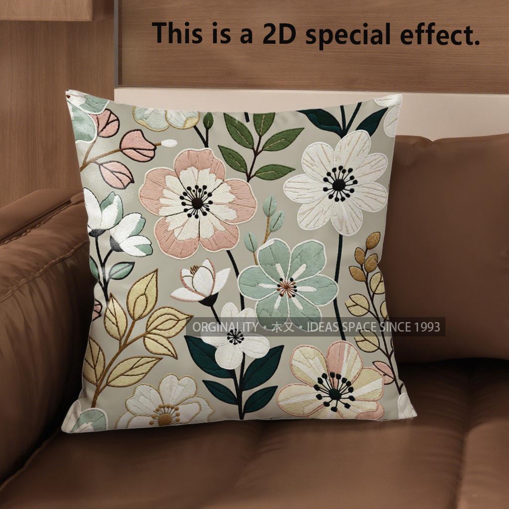 

2D Boho Vintage Floral Throw Pillow Cases** Pattern Cushion Cover Suitable For Sofa Bedroom Car Pillow Cover 40x40cm