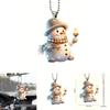 Christmas Cute Handheld Candle Snowman Pattern Acrylic Pendant For Vehicle Interior Decor