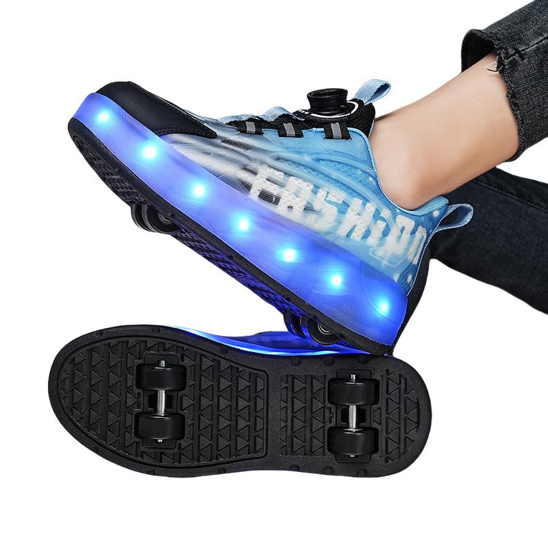 Kids  Rechargeable Double-Wheel Roller Skate Shoes 30-40
