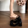Block Heel High Heels Women's French Platform Ballet Shoes