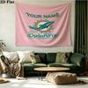 Benutzerdefiniertes Namensschild Miami Dolphins Bedruckter Wandteppich – Wandbehang für Schlafzimmer, Studentenwohnheime und Heimdekoration