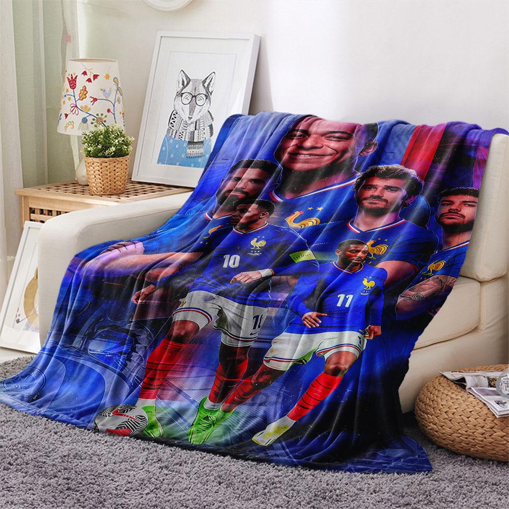 1PC France National Football Team Patterned Flannel Blanket Suitable For All Seasons for Home Decor Warmth and Comfort Gifts Holiday Present