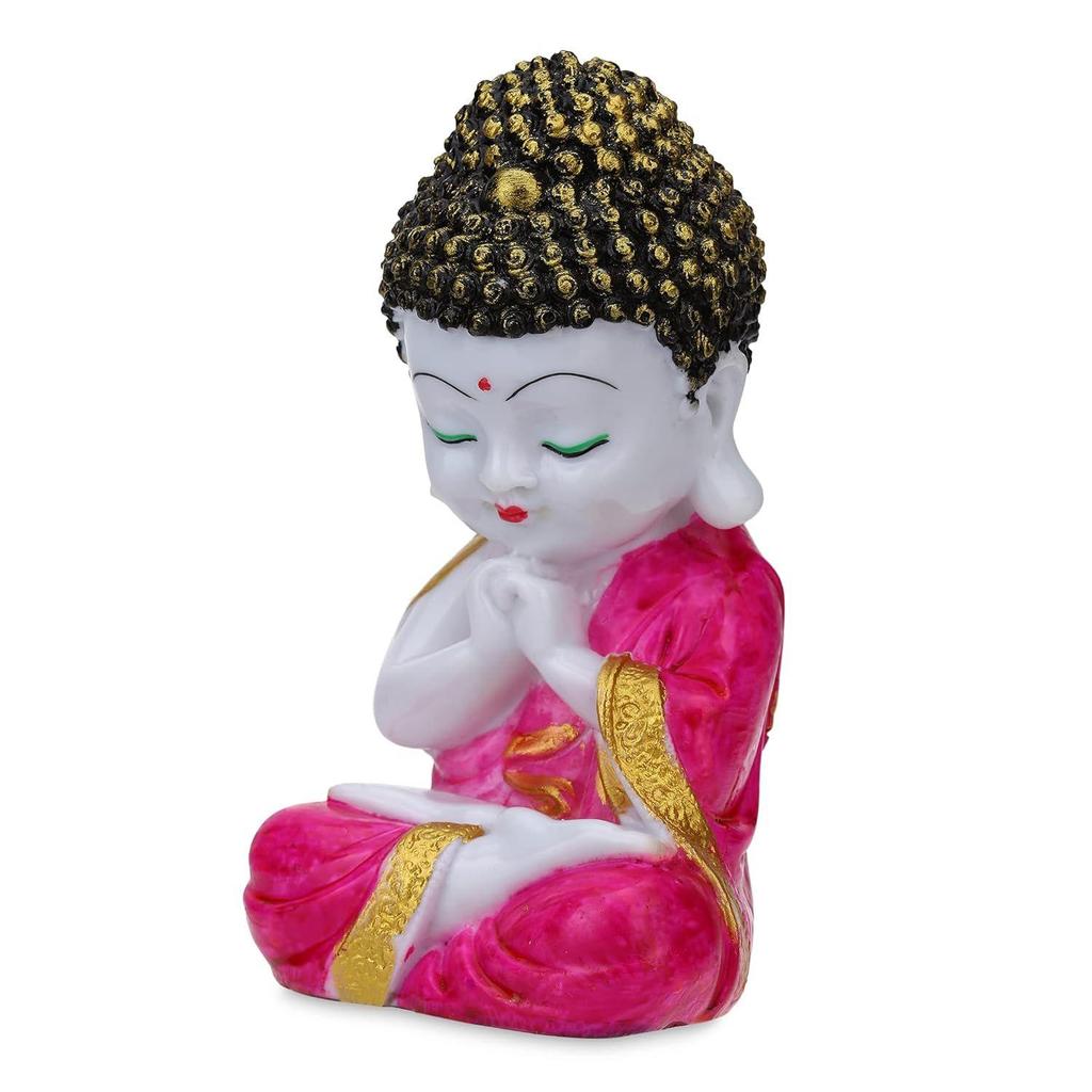 Polyresin Buddha Idol Decorative Showpiece Little Baby Monk Buddha, Pink