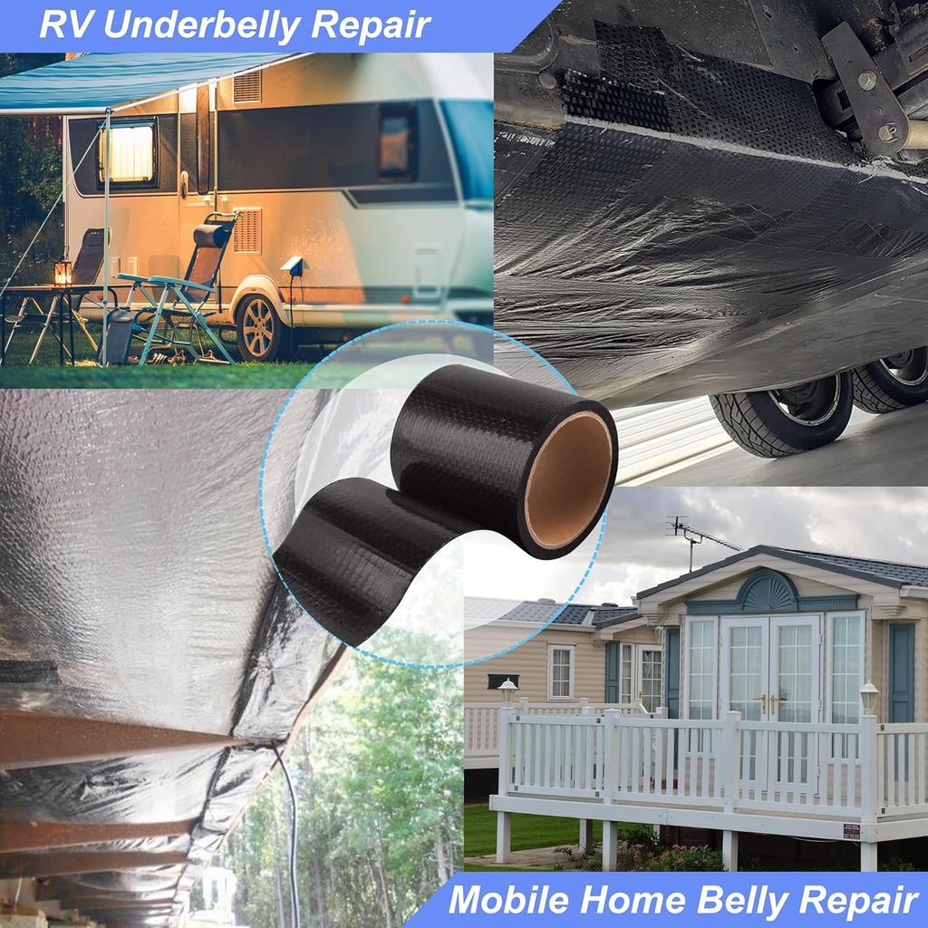 PlusRoc RV Underbelly Material RV Underbelly Tape Waterproof Flex Belly Tape With Permanent Sealing Adhesive For Mobile Home, Camper Travel Trailer,