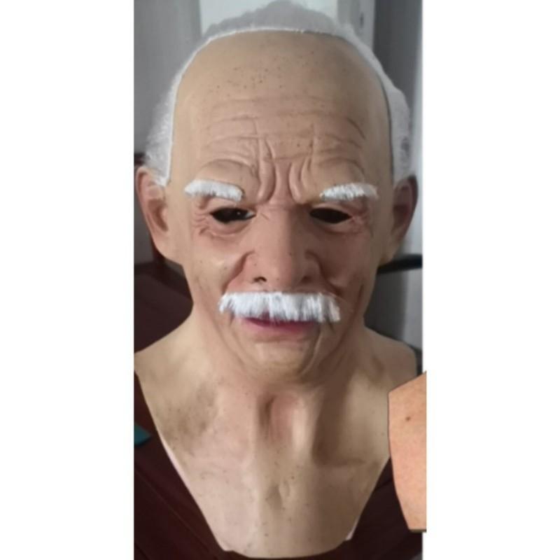 Halloween new product: Old man mask, old lady headgear costume props, latex bald head cover