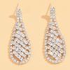 3pcs Classical Luxury All Diamond Hollow Exaggerated Bridal Necklace Earring Set Elegant Banquet Party Women Fashion Accessories