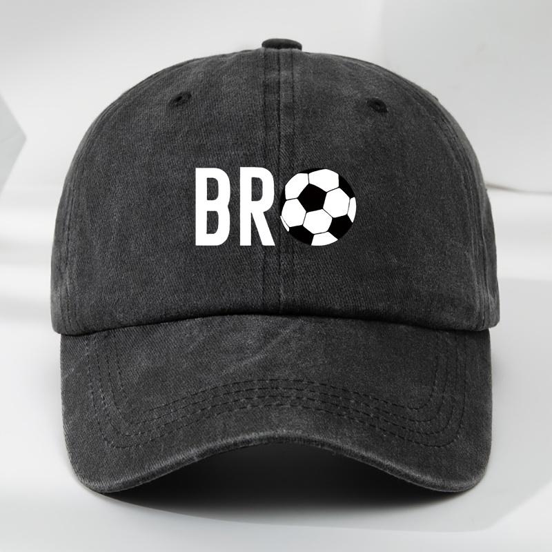 

BR Football Print Baseball Cap Classic Washed Old Retro Peaked Cap Soft Top Adjustable Moisture Absorption Breathable Sun Visor Hat чёрный