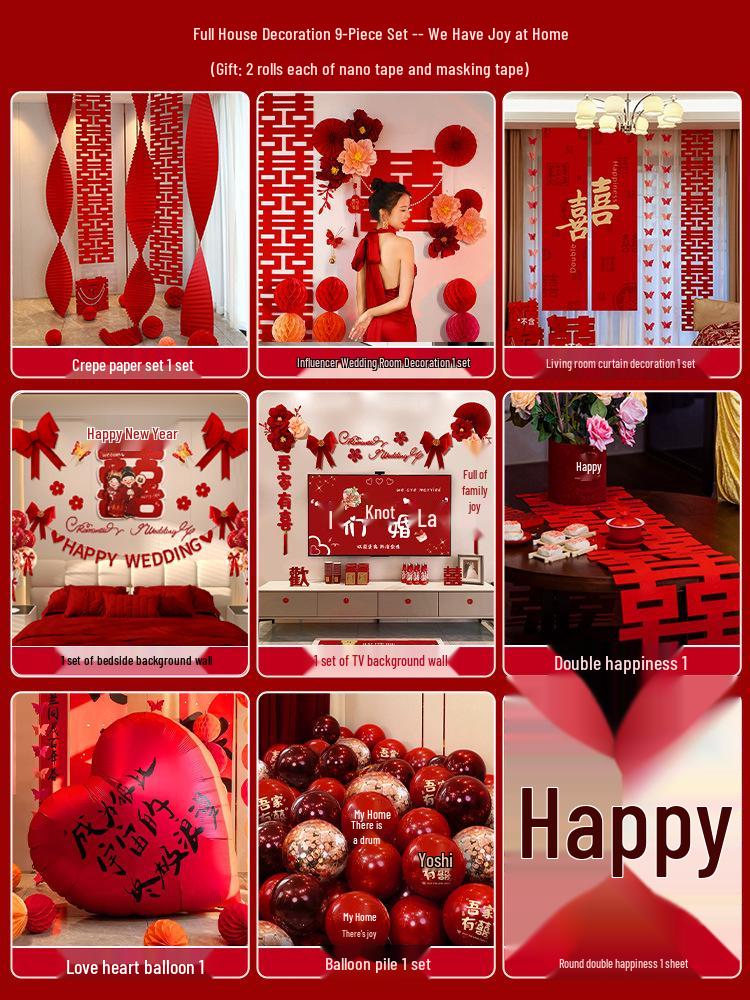 Complete Wedding Room Decoration Set: Bride & Groom's Bedroom Decor Essentials