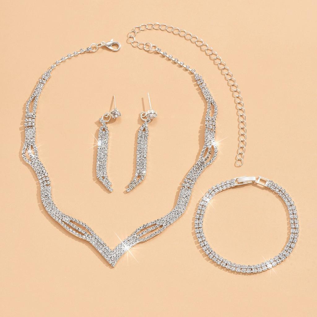 Bridal Jewelry Delicate Ol Claw Chain Rhinestone Fox Tail Necklace, Earrings Set 472