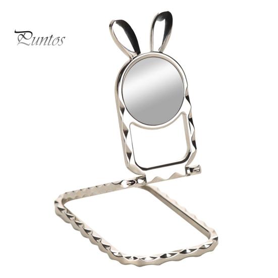 

Держатель для мобильного телефона с заячьими ушками, магнитный складной держатель с тремя кольцами и пряжкой, кронштейн для мобильного телефона, планшета для рабочего стола серебряный
