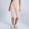 High-Waisted Yoga Shorts Women With Butt-Lifting Fit Knee-Length Split Leggings Breathable Nylon Workout Pants
