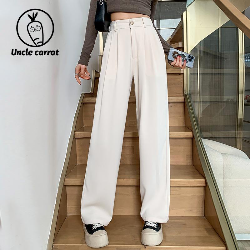 Black suit pants women's spring and autumn high waist and thin high-end drape casual pants narrow straight mopping wide-leg pants