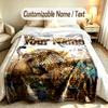 Lion Tiger Theme Custom Blanket Personalized Name & Text Customized Soft Warm Throw Blanket Home Decor