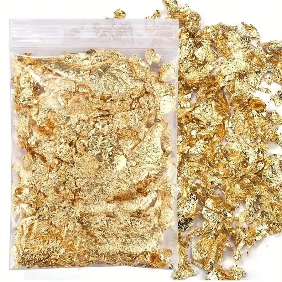 Nagelkunst Zubehör Gold Silber Kupfer Folie Pailletten Glitzer Blatt Flocke Blatt Großpackung Folienpapier zum Vergolden Maniküre Dekoration
