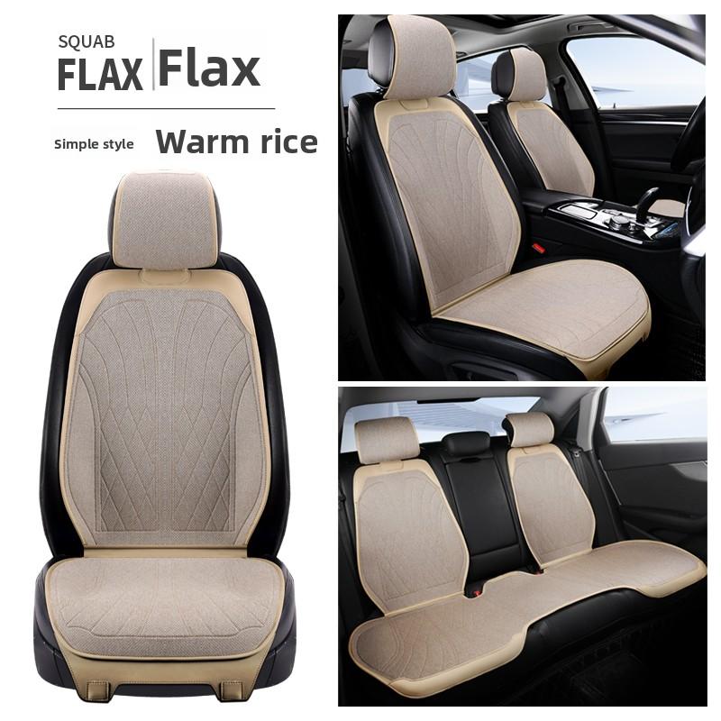 Luxury Car Seats Protection Universal Flax Car Seat Cover All Season Breathable Auto High Quality Flax Saddle Pad Seat Covers