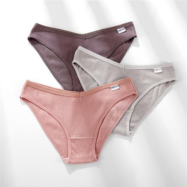 FINETOO Trendy V Waist Panties Women Cotton Briefs M-4XL Plus Size Underwear Female Comfortable Underpants Ladies Panty Lingerie