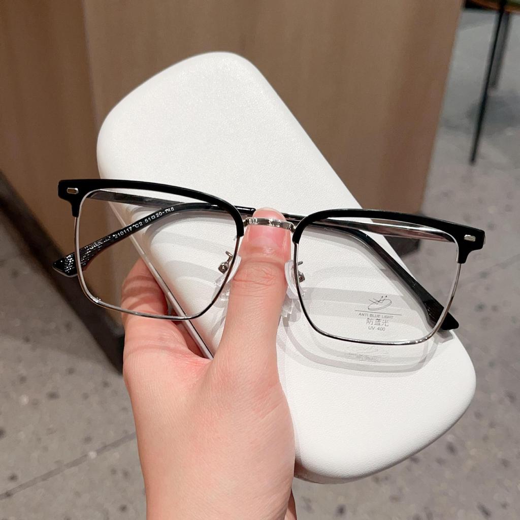 Men's Business and Leisure Retro Big Eyebrow Glasses Frame Can Be Equipped with Myopia Blue Glasses.