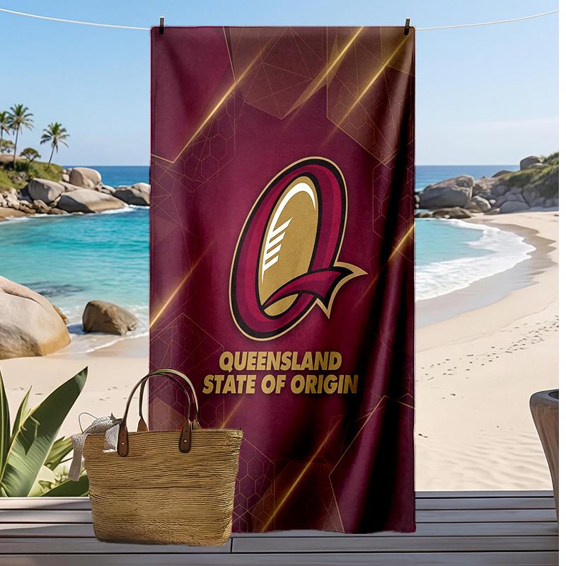 Queensland Maroons Druck Strandtuch Weich Tragbar Schnell?Trockenes Handtuch für Pool Sommerurlaub Outdoor Sport
