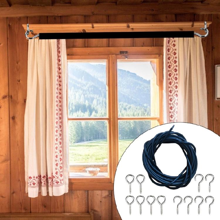 Mehrzweck-Verwendung 3 Meter Vorhangdraht-Set mit 6 Haken und 6 Schraubösen-Set für Heim- und Garten-Draperie-Aufhängesets